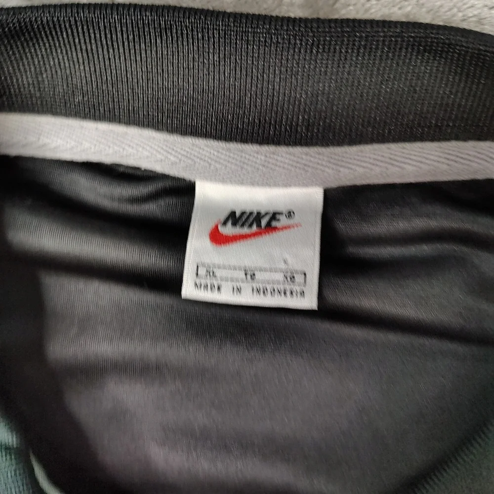 Vintage Nike Full Zip Polo Shirt Mens XL Grey Black Colorblock Basketball Y2K